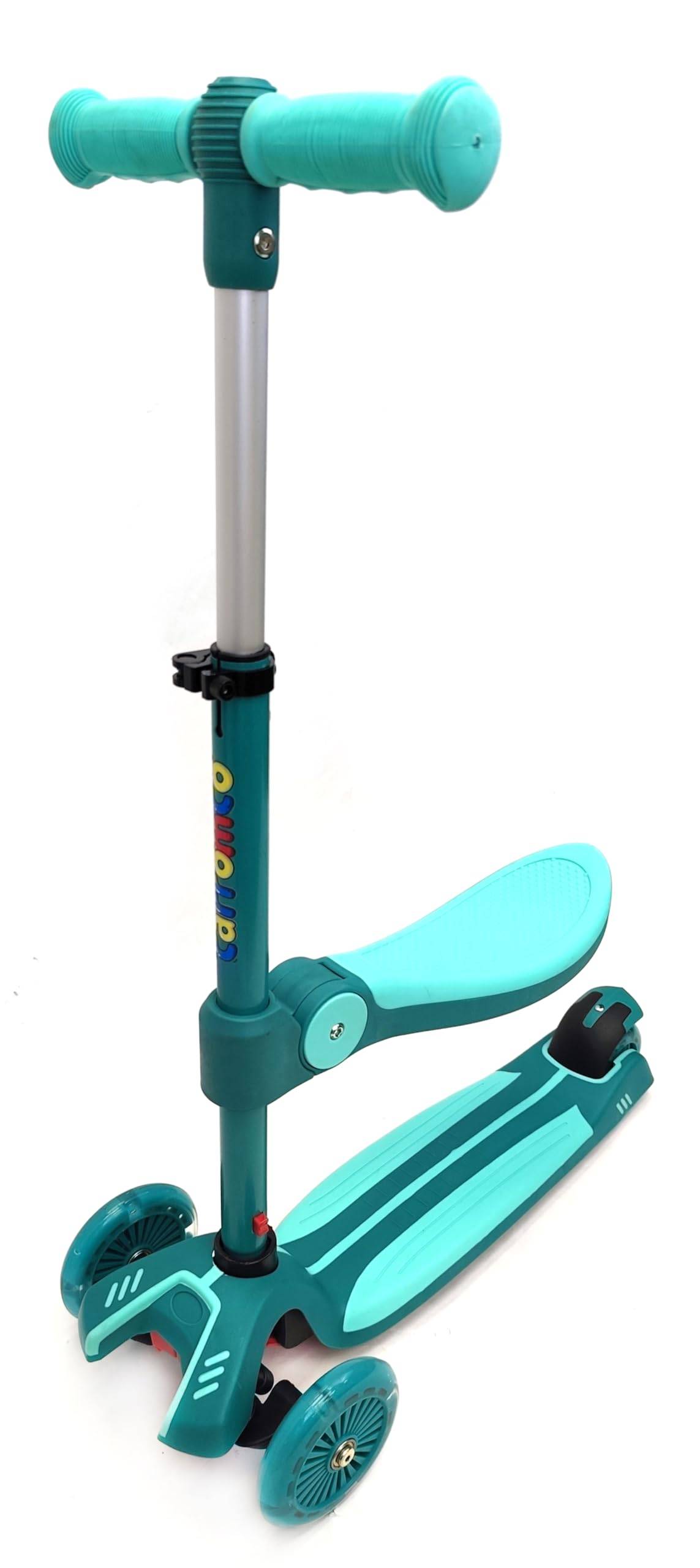 Carromco 2in1 Kinderroller mit Sitz - 3-Rad Kinderscooter ab 3 Jahren, Scooter Kinder, Höhenverstellbar, LED-Leuchtrollen, ABEC-5 Lager