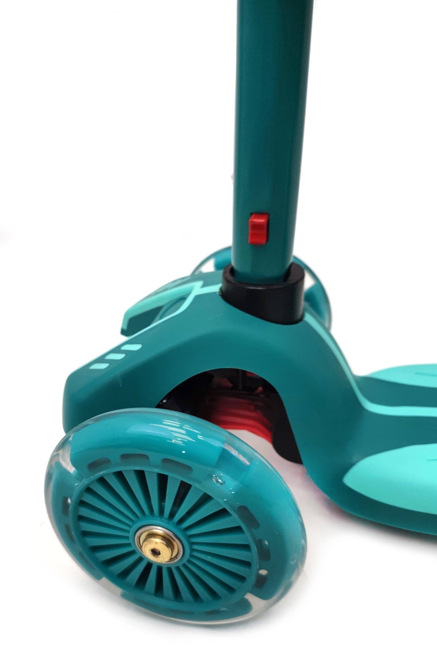 Carromco 2in1 Kinderroller mit Sitz - 3-Rad Kinderscooter ab 3 Jahren, Scooter Kinder, Höhenverstellbar, LED-Leuchtrollen, ABEC-5 Lager
