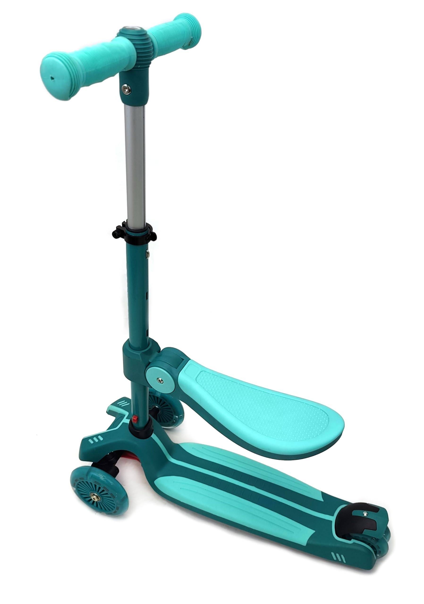 Carromco 2in1 Kinderroller mit Sitz - 3-Rad Kinderscooter ab 3 Jahren, Scooter Kinder, Höhenverstellbar, LED-Leuchtrollen, ABEC-5 Lager