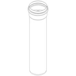 Leere durchsichtige Kunststoff-Reagenzglas oder Probenfläschchen mit verschraubbarem Deckel, aufrecht auf weißem Hintergrund dargestellt.