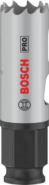 Bosch Pro Zylinderkronenbohrbits mit silbernem Körper, schwarzer Basis und rotem BOSCH PRO-Branding.