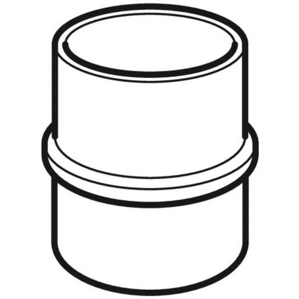 Schwarz-Weiß-Symbol einer zylindrischen Rohrmuffe oder eines Verbinders mit erhöhtem Mittelbund.