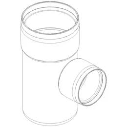 Technisches Schaubild einer DN 90 Rohrarmatur mit einem 45° abgewinkeltem Bogen und einer Abschnittslänge von 58 mm.