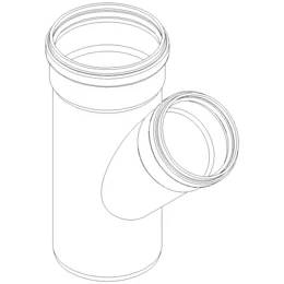 Linienzeichnung einer zylindrischen Rohrverschraubung mit seitlichem Stutzen, perspektivisch auf weißem Hintergrund dargestellt.