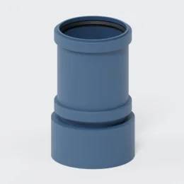 Blaue zylindrische Rohrverschraubung mit einer breiteren Basis, gezeigt auf einem schlichten hellen Hintergrund.