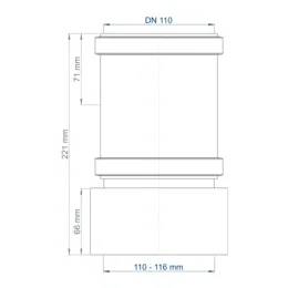 POLOPLAST Übergang, POLO-KAL Sys.erg., 110/110-116mm, Spitzende, EPDM, blau, 1 Stk.