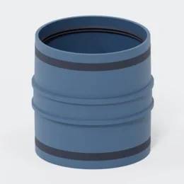 Blaues Industriefass auf neutralem Hintergrund.