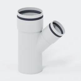 POLOPLAST Abzweig, PKXEA, POLO-KAL 3S, 75/50mm, 45°, reduzierend, Steckmuffe, PP-MD, weiß, 1 Stk.