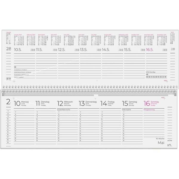 Tischquerkalender 116 29,6x9,9cm 1 Woche/2 Seiten rot 2027