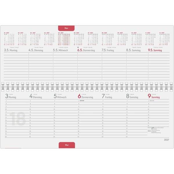 Tischquerkalender 114 Rosen 29,7x10,5cm 1 Woche/2 Seiten 2027