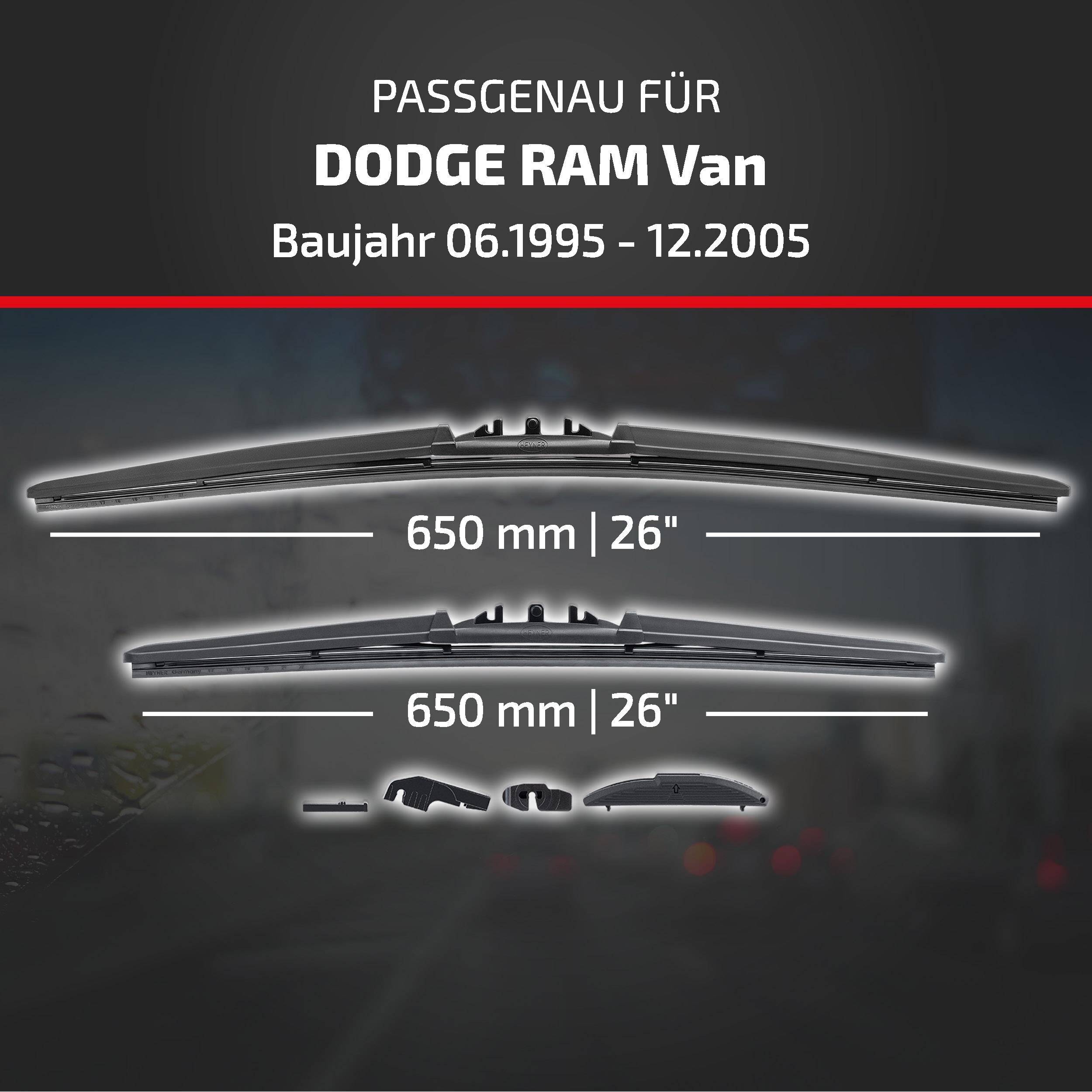 HEYNER® Scheibenwischer für DODGE RAM Van (06.1995 - 12.2005) HYBRID Flachbalkenwischer