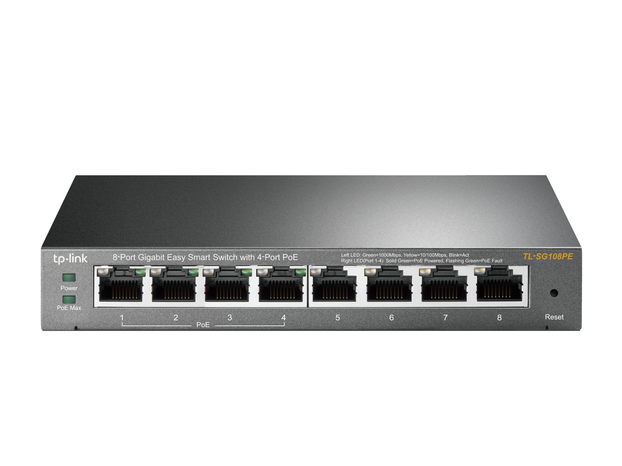 TP-Link 8-Port Gigabit Easy Smart Switch mit 4-Port PoE+, Managed, L2, Gigabit Ethernet (10/100/1000), Power over Ethernet (PoE)