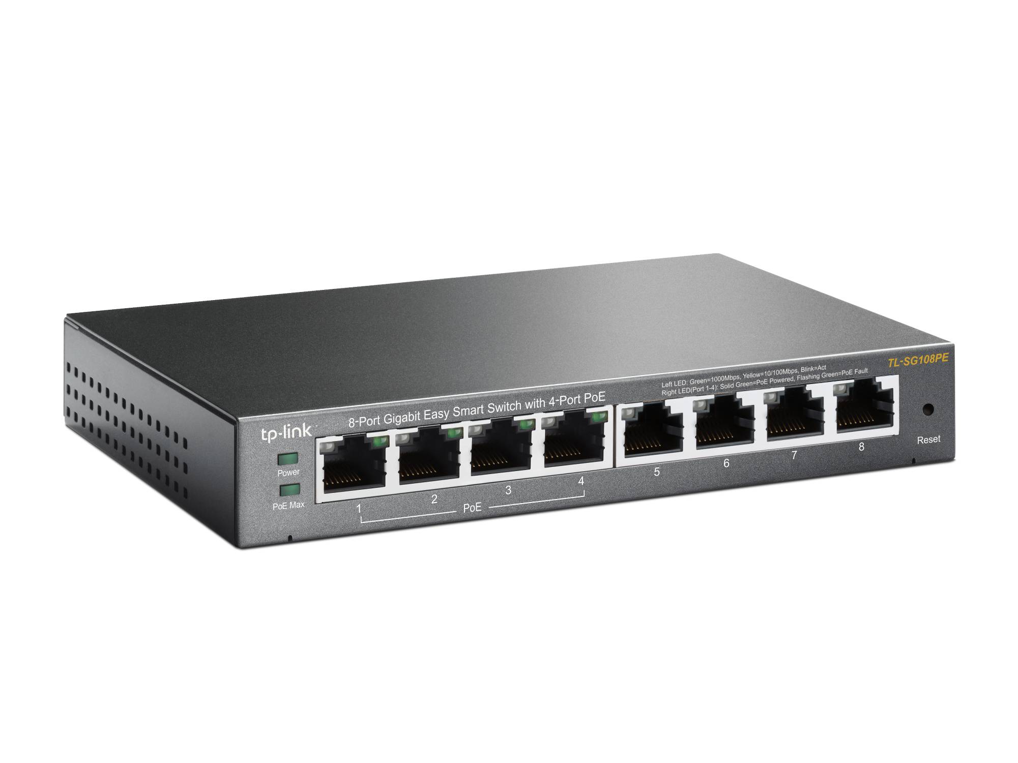 TP-Link 8-Port Gigabit Easy Smart Switch mit 4-Port PoE+, Managed, L2, Gigabit Ethernet (10/100/1000), Power over Ethernet (PoE)