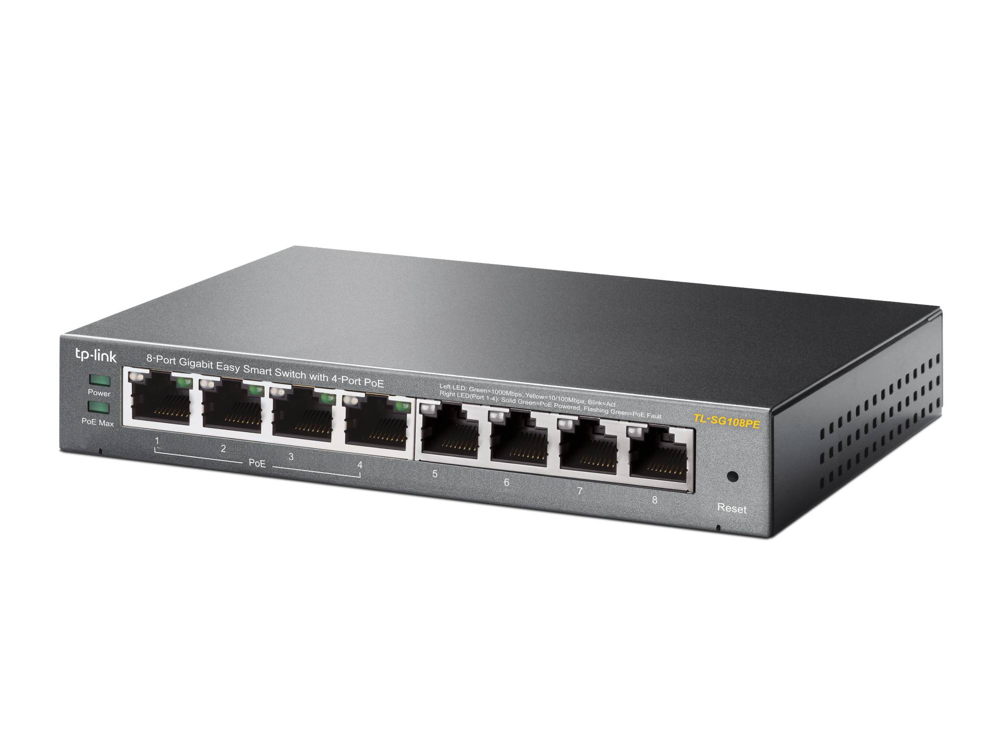 TP-Link 8-Port Gigabit Easy Smart Switch mit 4-Port PoE+, Managed, L2, Gigabit Ethernet (10/100/1000), Power over Ethernet (PoE)