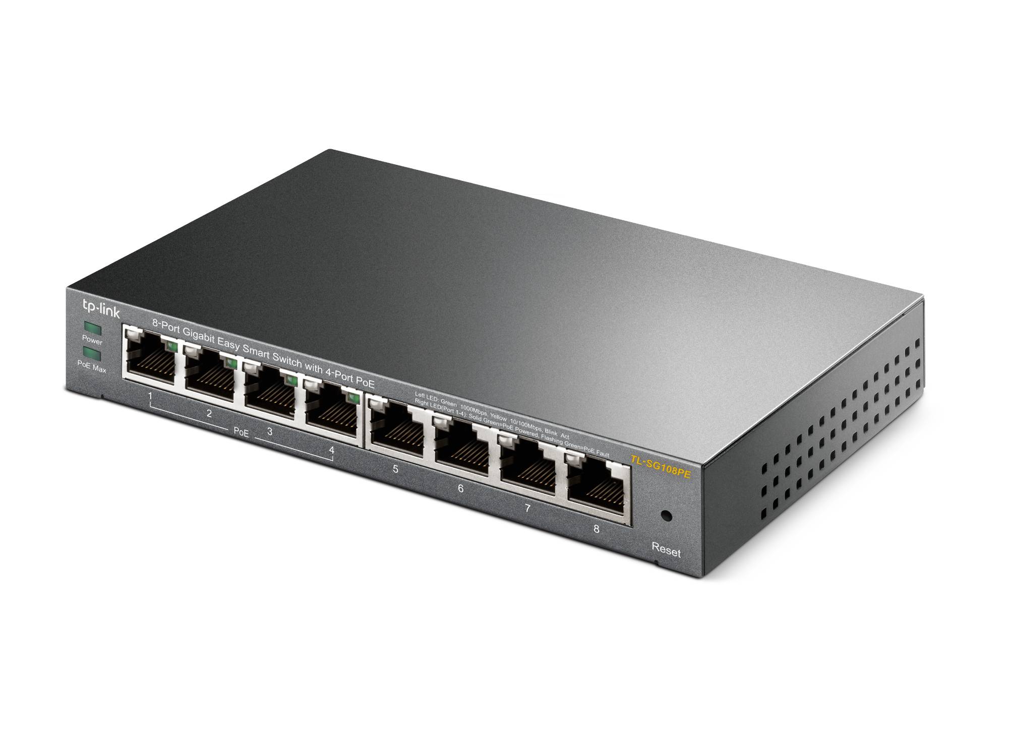 TP-Link 8-Port Gigabit Easy Smart Switch mit 4-Port PoE+, Managed, L2, Gigabit Ethernet (10/100/1000), Power over Ethernet (PoE)