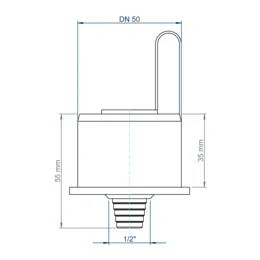 POLOPLAST Kondensatablauf, DN50/1/2", POLO-KAL, PP-MD, Ø50/12,7mm, blau, 1 Stk.