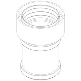 Technische Linienzeichnung eines zylindrischen Rohrs oder Verbindungsstücks mit einer breiten Gewindebohrung oben und abgeflachter Basis.
