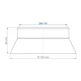 Technische Zeichnung eines konischen Rohrübergangs mit Bezeichnung DN 110, 60 mm Höhe, mit 152 mm Basisdurchmesser.