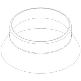 Einfache Strichzeichnung eines breiten, offenen zylindrischen Behälters oder Glases mit einer ausgestellten Basis, aus leicht erhöhtem Blickwinkel gezeigt.