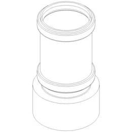 Strichzeichnung eines zylindrischen Kunststoffadapters oder Verbindungsstücks mit einem schmäleren oberen Abschnitt und einer breiteren Basis.