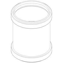 Strichzeichnung eines zylindrischen Behälters oder Glases mit offener Oberseite und abgerundeter Basis.