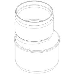 Strichzeichnung von zwei gestapelten zylindrischen Behältern, einem kleineren Glas, das auf einem größeren Basis-Glas sitzt.