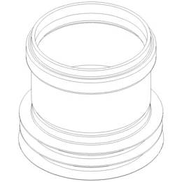 Linienzeichnung einer zylindrischen Rohrverbindung oder eines Verbindungsstücks mit Gewinde oben und breiter Flanschbasis.