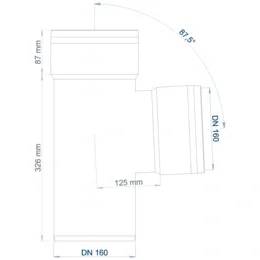 Technisches Diagramm einer L-förmigen Rohrverbindung mit beschrifteten Abmessungen in Millimetern, einschließlich 326 mm, 87 mm, 125 mm, DN 160 und einem Winkel von 87,5°.