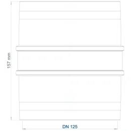 Technisches Diagramm einer zylindrischen Rohrverschraubung mit der Bezeichnung „DN 125