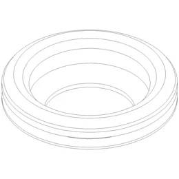 Eine weiße 3D-Illustration eines Stapels verschachtelter kreisförmiger Ringe oder flacher Schüsseln von oben betrachtet.