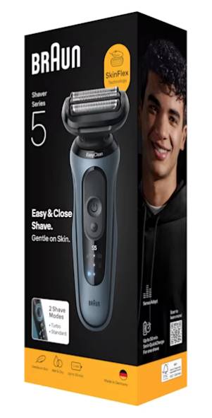 Braun Series 5 52-A1000s, Folienschaber, Blau, Tasten, Akku, Integrierte Batterie, 50 min