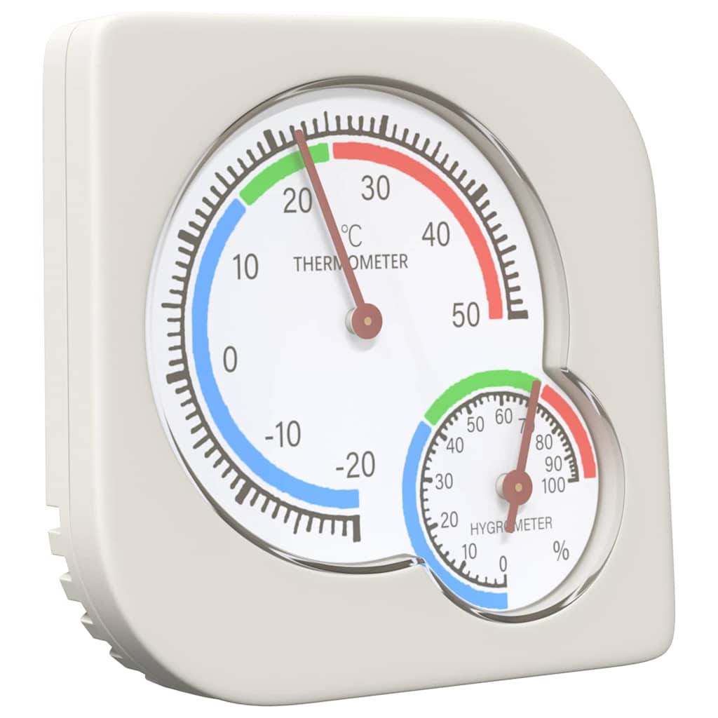 vidaXL Thermo-Hygrometer Weiß 7,5 x 7,5 x 1,2 cm ABS