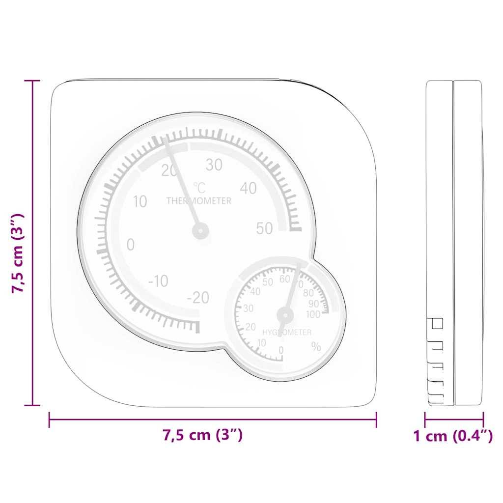 vidaXL Thermo-Hygrometer Weiß 7,5 x 7,5 x 1,2 cm ABS