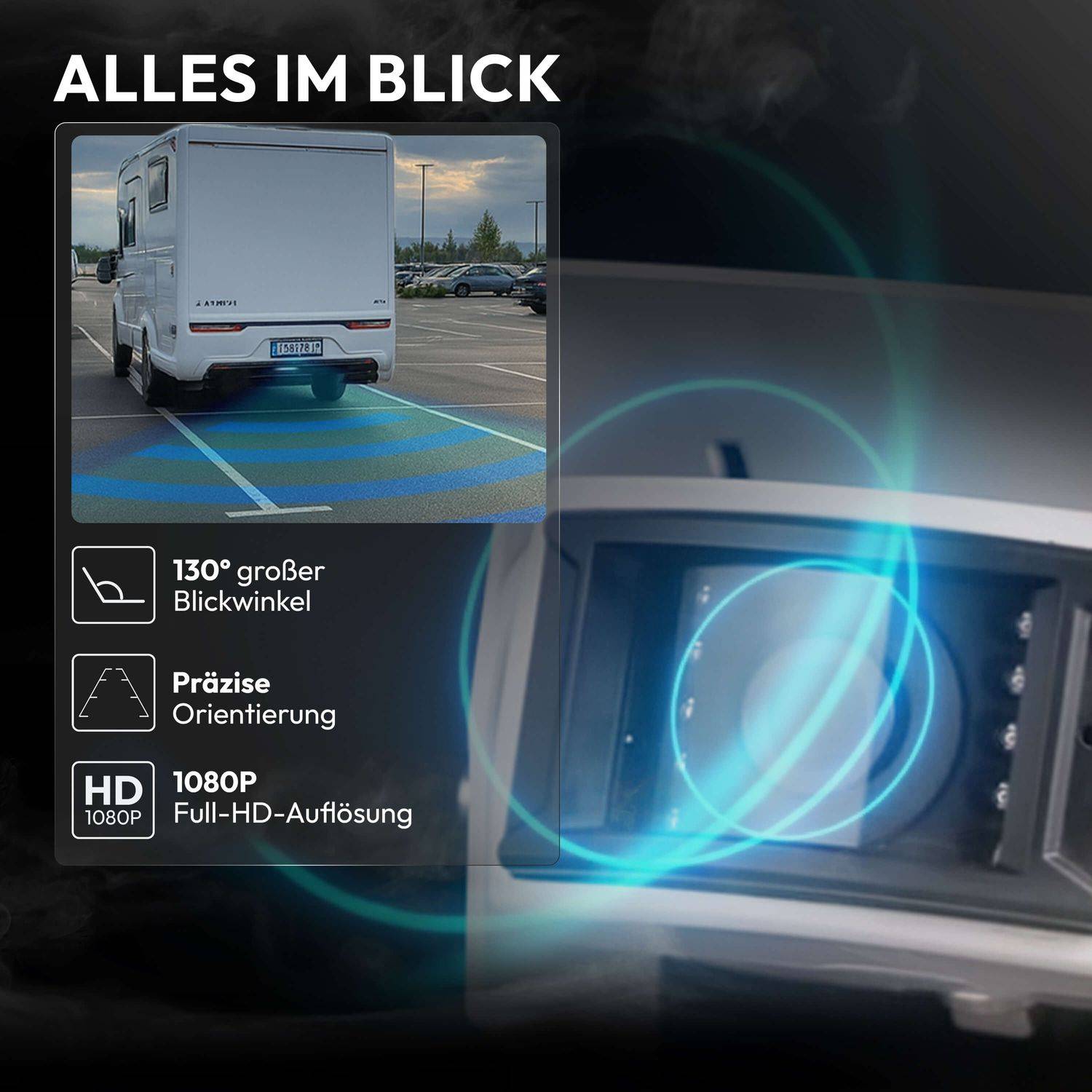 VSG24 7" Rückfahrkamera Set PROFI HD | 1080P HD Kamera IP69K mit Mikrofon