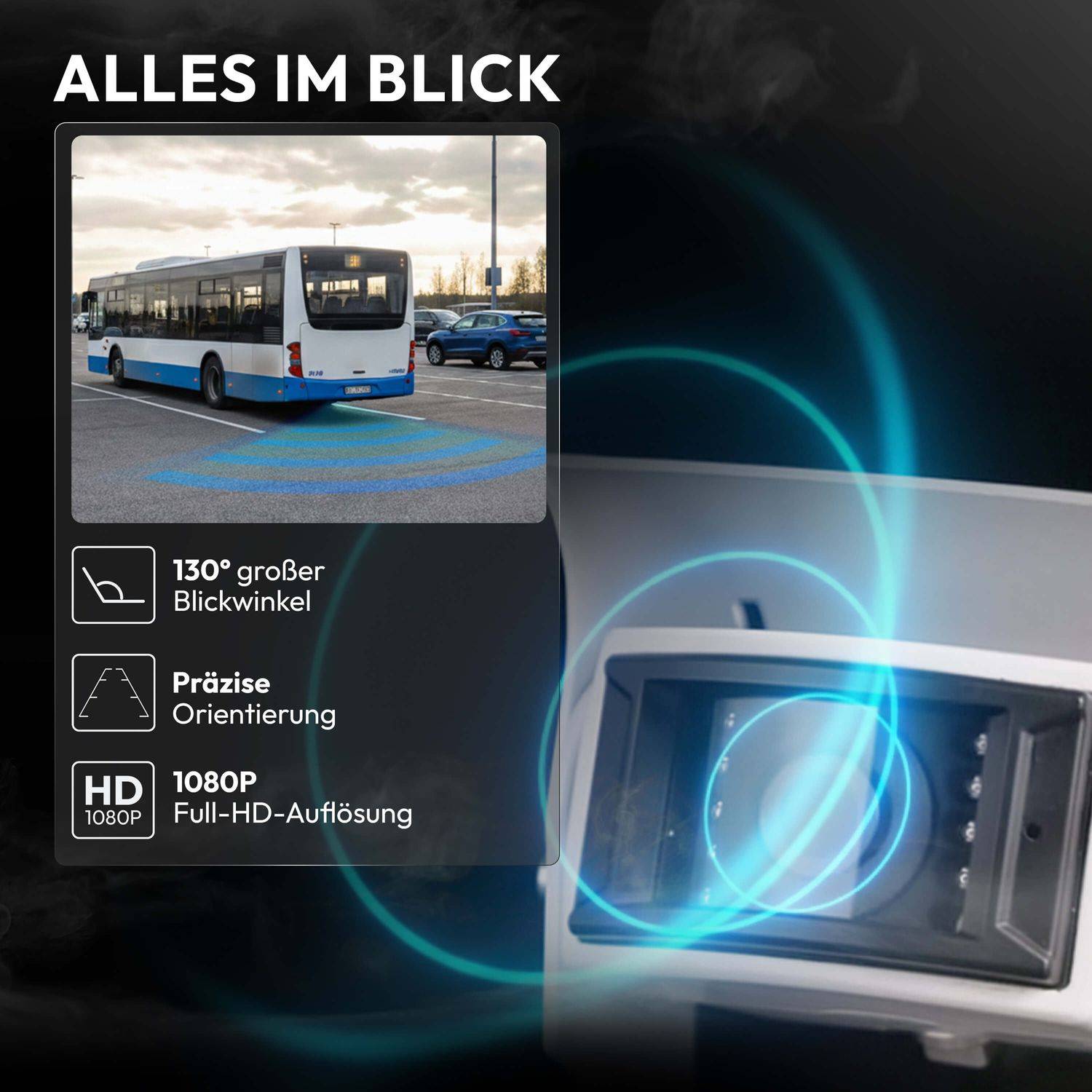 VSG24 7" Rückfahrkamera Set PROFI HD | mit 2 x 1080P HD Kamera IP69K mit Mikrofon