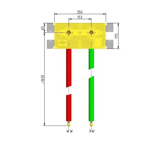 MHS Dusch-Anschlussbox, DUUSmall, Auslass 153mm, Kelox, 350mm, gelb, 1 Stk.