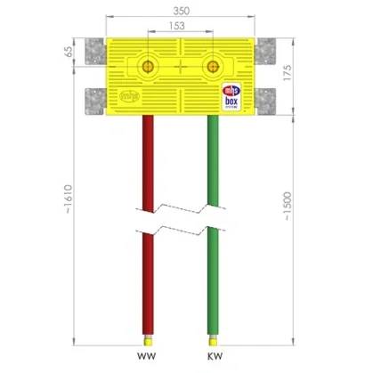 MHS Dusch-Anschlussbox, DUUSmall, Auslass 153mm, TECE, 350mm, gelb, 1 Stk.