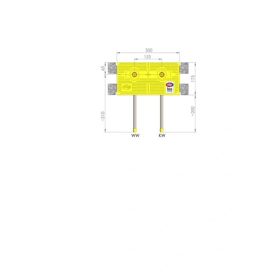 MHS Dusch-Anschlussbox, DUUSmall, Auslass 153mm, TECE, 350mm, gelb, 1 Stk.