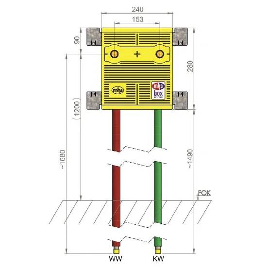 MHS Dusch-Anschlussbox, DUU/240, Auslass 153mm, FlowFit, Bauhöhe 1200mm, 1 Stk.