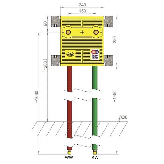MHS Dusch-Anschlussbox, DUU/240, Auslass 153mm, FlowFit, Bauhöhe 1200mm, 1 Stk.