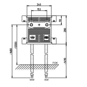 MHS Dusch-Anschlussbox, DUU/240, Auslass 153mm, gelb, 1 Stk.
