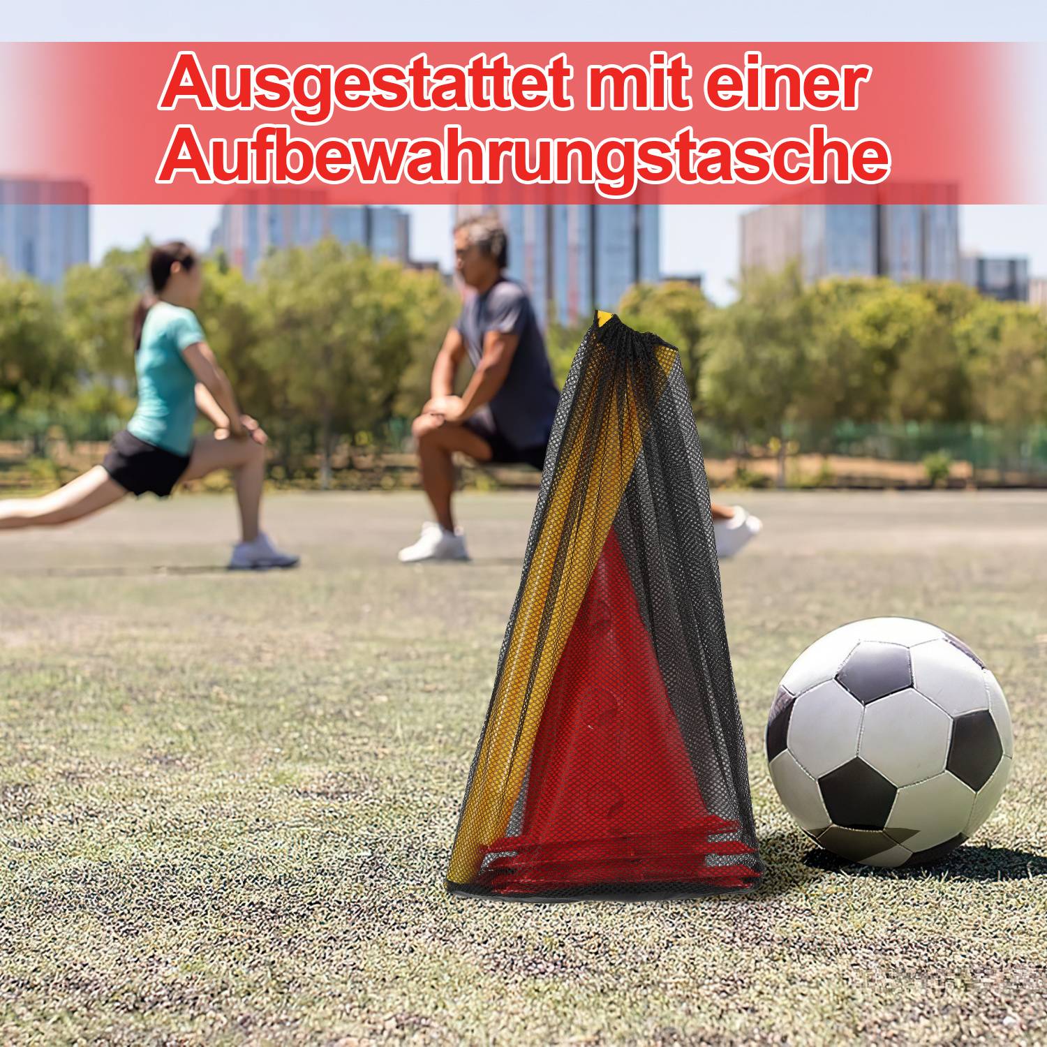 6er Sports Steckhürdenset 12 Kegel + 6 Stangen Agility Hürden Steckhürden Set, Koordinationstraining für Kinder Hunde Teamsport Fussball, Multifun