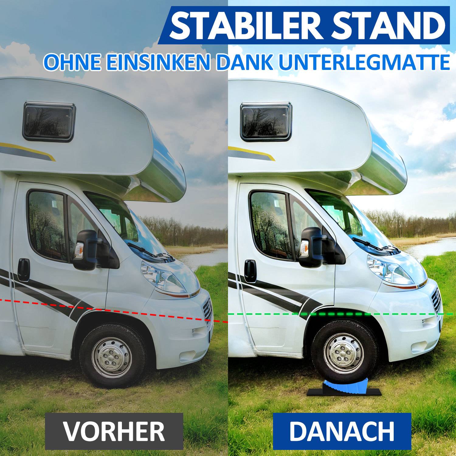 Auffahrkeile Wohnmobil 13,5t Auffahrkeile Set mit 2 rautenförmigem, 2 Unterlegkeilen, 1 Gummimatte