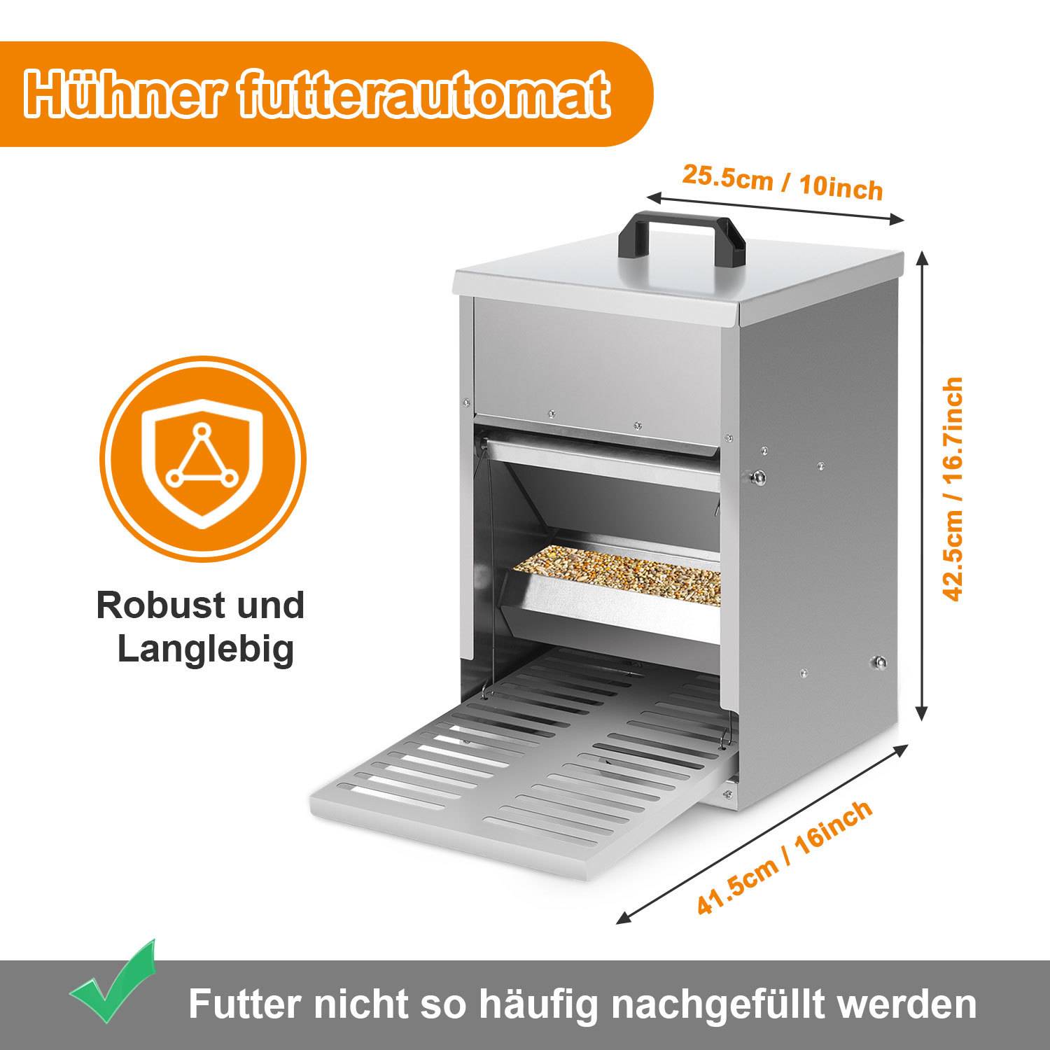 Hühner Futterautomat 5 kg, stehender Geflügelfutterspender