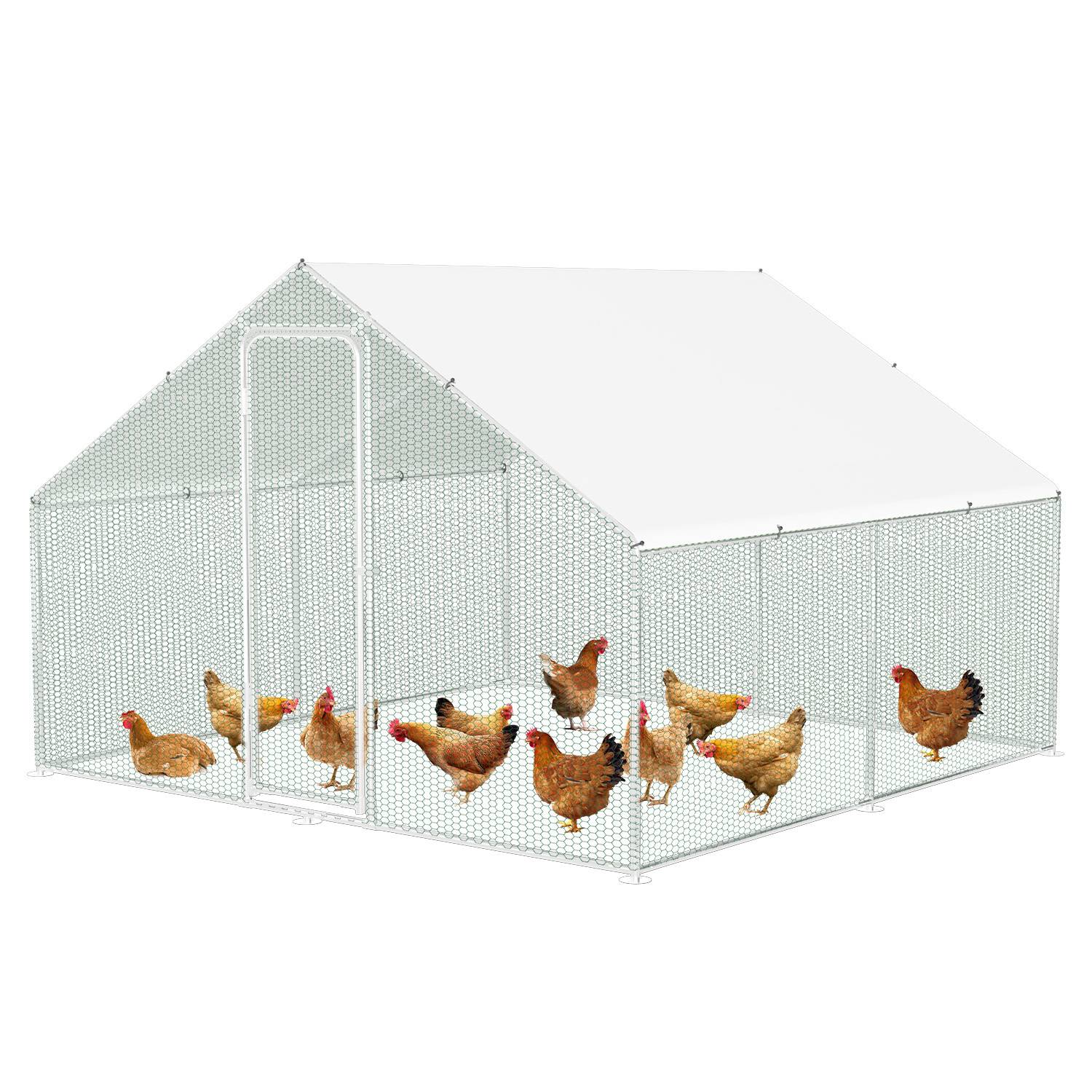 Hühnerstall 3x3x2m Querstreben Hühnerhaus Freilaufgehege Kleintierstall Voliere mit PE-Dach