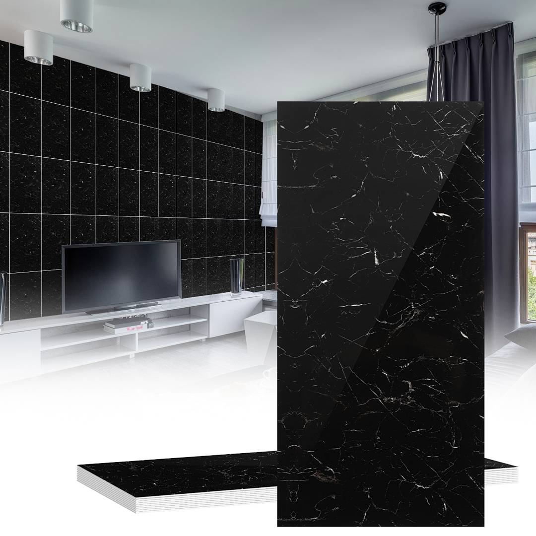 Selbstklebende Wandpaneele 1061 60×30 cm in schwarzem Marmor – 10er-Set, PET
