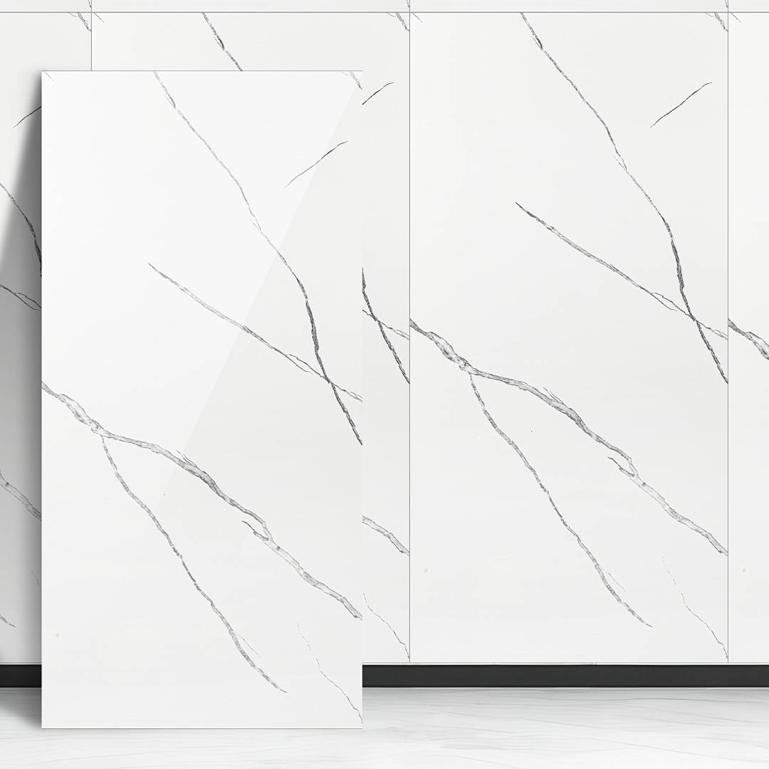 Wandpaneele 120×60 cm, weißer Marmor-Look – 4er-Set, Verbundmaterial
