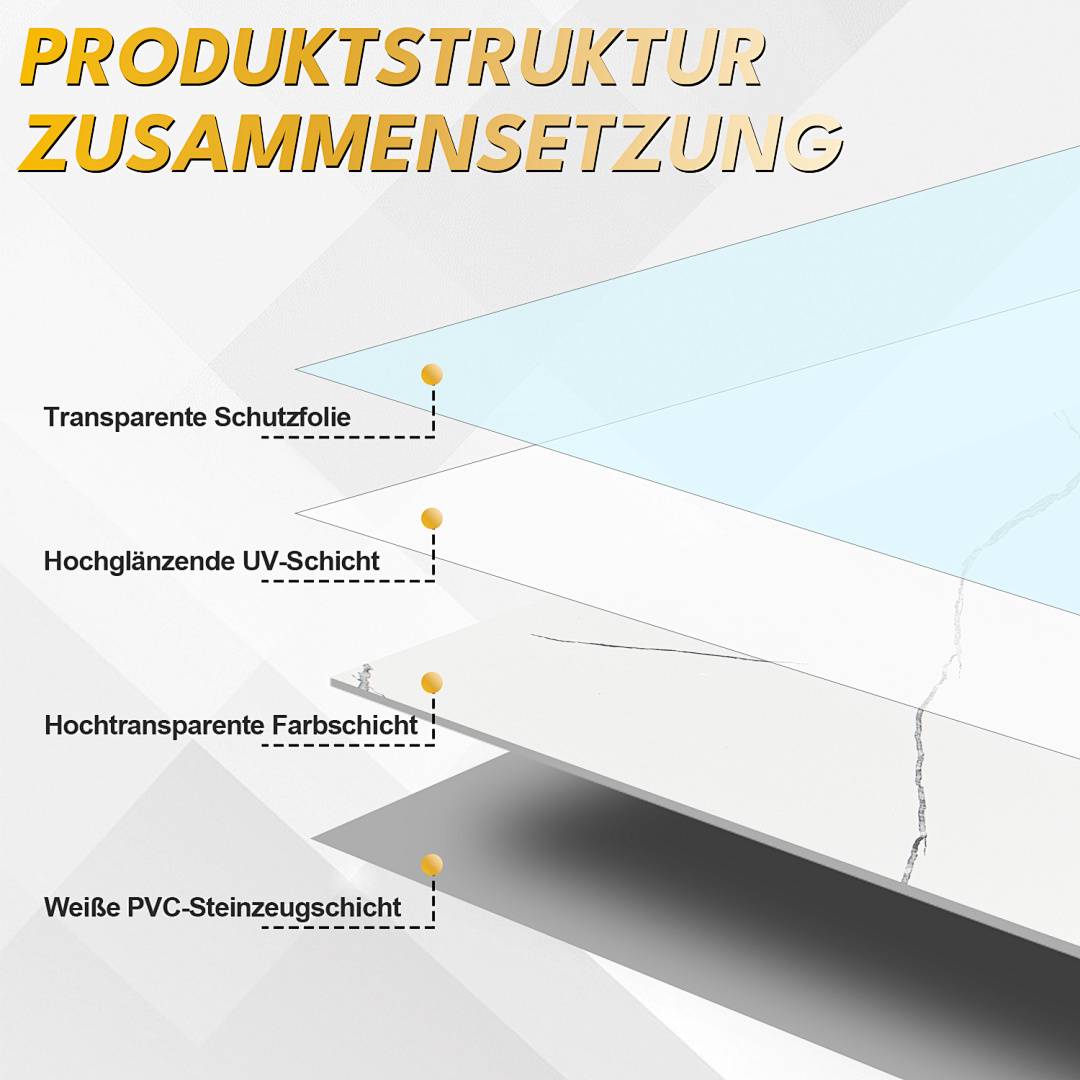Wandpaneele 120×60 cm, weißer Marmor-Look – 4er-Set, Verbundmaterial