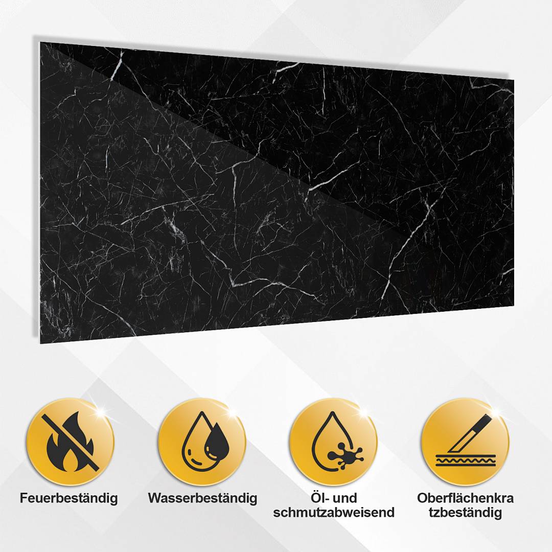 Wandpaneele 120×60 cm in schwarz-weißer Marmoroptik aus Verbundwerkstoff – 12er-Set