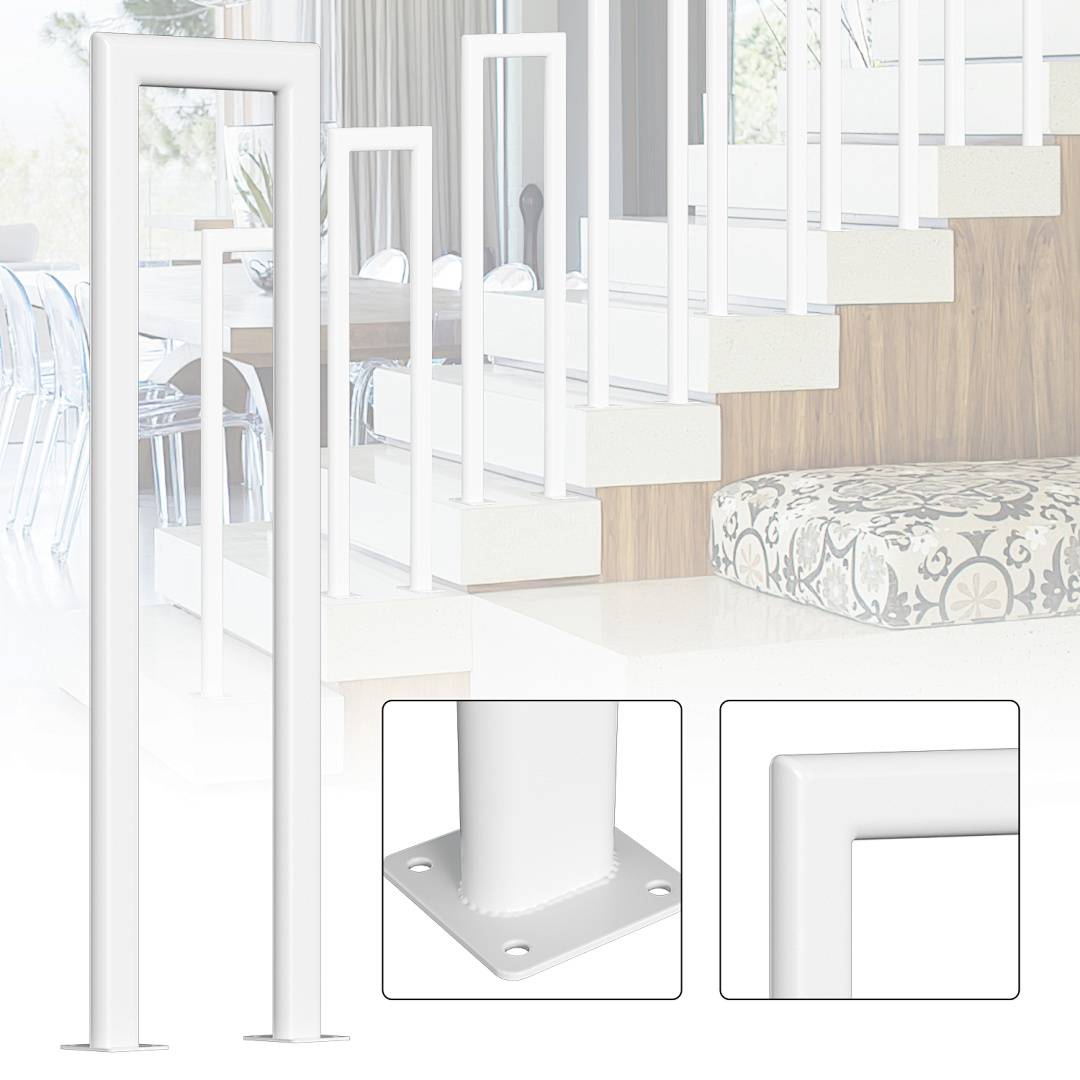 100cm U-Form Treppengeländer Weiß Ovalrohr Handlauf Aufrechte Montage